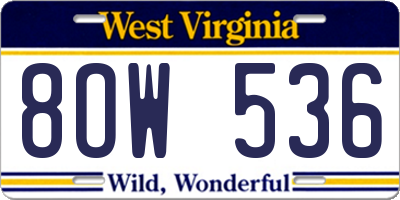 WV license plate 8OW536