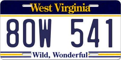 WV license plate 8OW541
