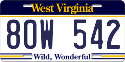 WV license plate 8OW542