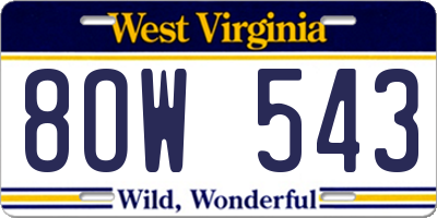 WV license plate 8OW543