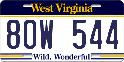 WV license plate 8OW544