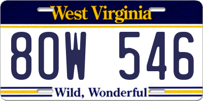 WV license plate 8OW546