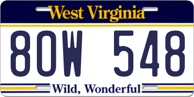 WV license plate 8OW548