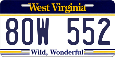 WV license plate 8OW552