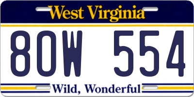 WV license plate 8OW554