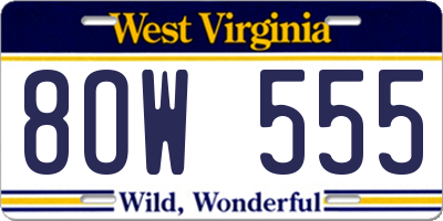 WV license plate 8OW555