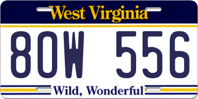 WV license plate 8OW556