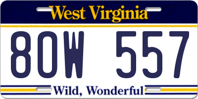 WV license plate 8OW557
