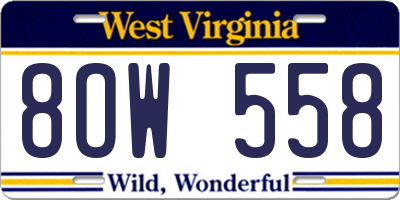 WV license plate 8OW558