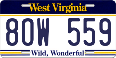 WV license plate 8OW559