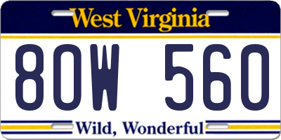 WV license plate 8OW560