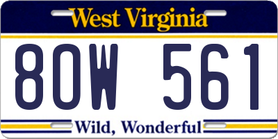 WV license plate 8OW561