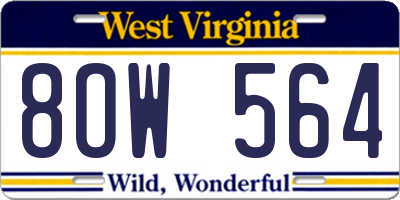 WV license plate 8OW564