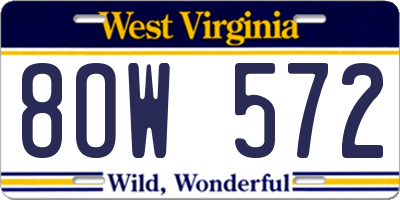 WV license plate 8OW572