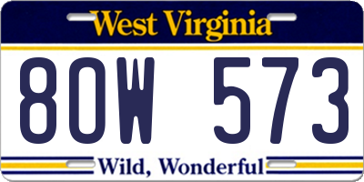 WV license plate 8OW573