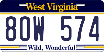WV license plate 8OW574