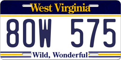 WV license plate 8OW575