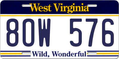 WV license plate 8OW576