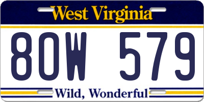 WV license plate 8OW579