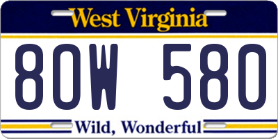 WV license plate 8OW580