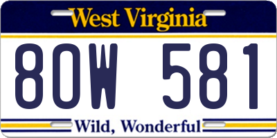 WV license plate 8OW581