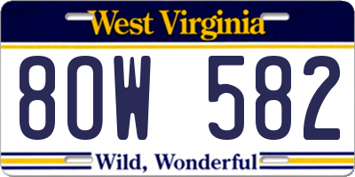 WV license plate 8OW582