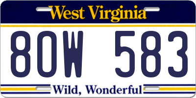 WV license plate 8OW583
