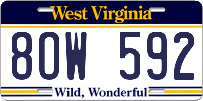 WV license plate 8OW592