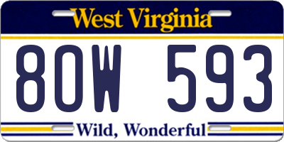 WV license plate 8OW593