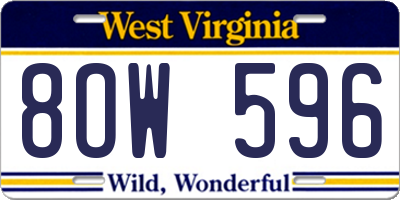 WV license plate 8OW596