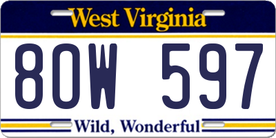 WV license plate 8OW597