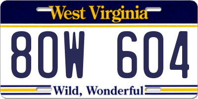WV license plate 8OW604