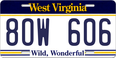 WV license plate 8OW606