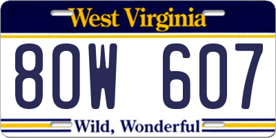 WV license plate 8OW607