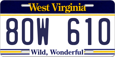 WV license plate 8OW610