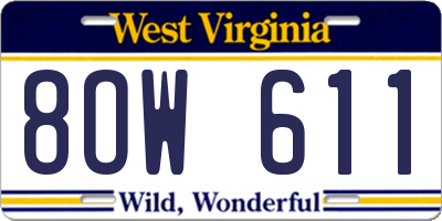WV license plate 8OW611