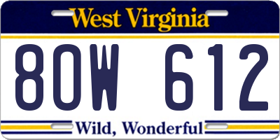WV license plate 8OW612