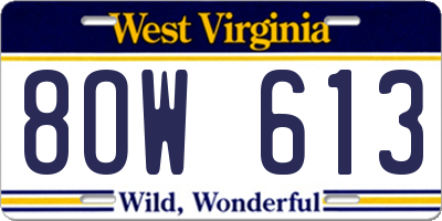 WV license plate 8OW613