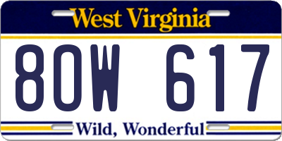 WV license plate 8OW617