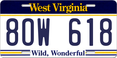 WV license plate 8OW618