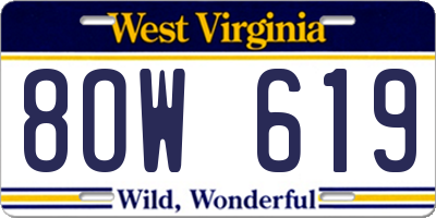 WV license plate 8OW619