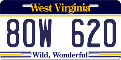 WV license plate 8OW620