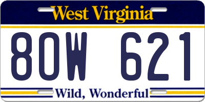WV license plate 8OW621