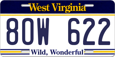 WV license plate 8OW622