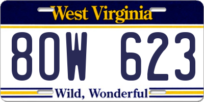 WV license plate 8OW623