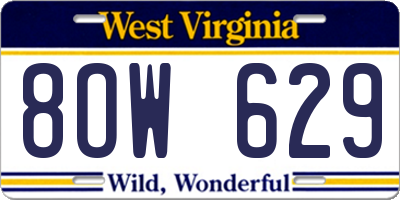 WV license plate 8OW629