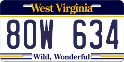 WV license plate 8OW634