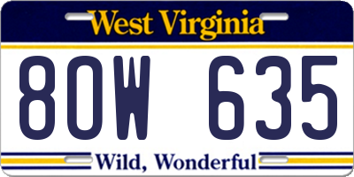 WV license plate 8OW635