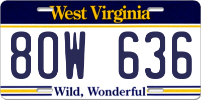 WV license plate 8OW636