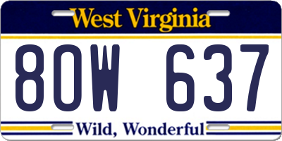 WV license plate 8OW637